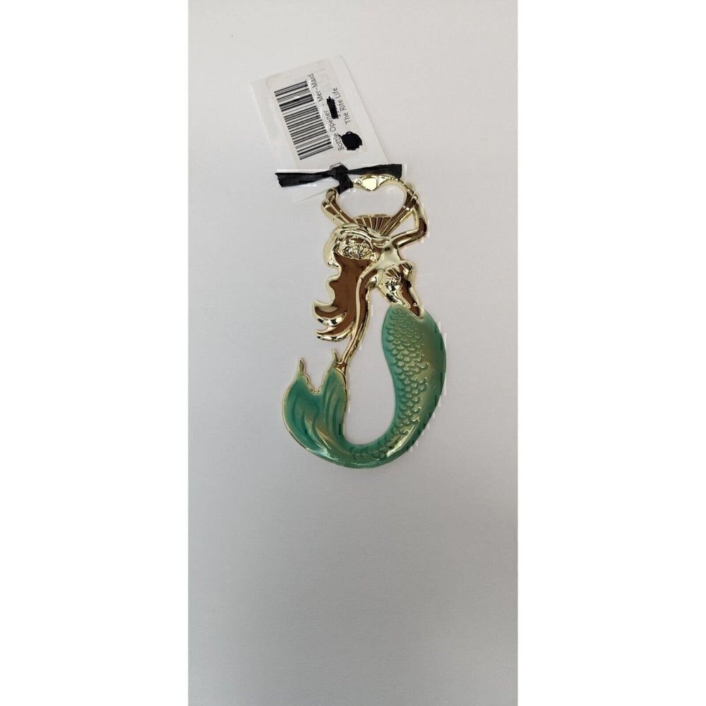 𝅺Gold Metal & Green Enamel Mermaid Bottle Opener by Blush - Picture 4 of 5